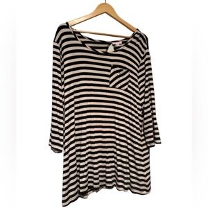 Molly + Isadora | Striped Black and White Women's Top | XXL